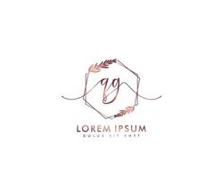 Initiale Brief qg feminin Logo Schönheit Monogramm und elegant Logo Design, Handschrift Logo von Initiale Unterschrift, Hochzeit, Mode, Blumen- und botanisch mit kreativ Vorlage vektor