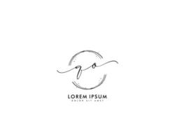 första brev qo feminin logotyp skönhet monogram och elegant logotyp design, handstil logotyp av första signatur, bröllop, mode, blommig och botanisk med kreativ mall vektor