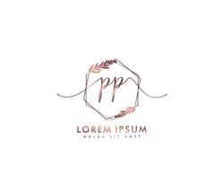 Initiale Brief pp feminin Logo Schönheit Monogramm und elegant Logo Design, Handschrift Logo von Initiale Unterschrift, Hochzeit, Mode, Blumen- und botanisch mit kreativ Vorlage vektor