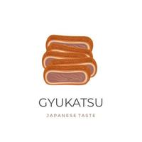 Schnitt Fleisch Katsu oder gyu Katsu Vektor Illustration Logo