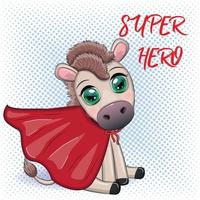 süß Esel Superheld im ein rot Rettungsschwimmer Kap vektor