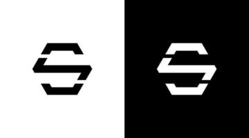 Hexagon Logo Monogramm s Brief Initiale schwarz und Weiß Symbol Illustration Stil Designs Vorlagen vektor