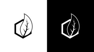 Natur Industrie Logo Monogramm mit Blatt schwarz und Weiß Symbol Illustration Stil Designs Vorlagen vektor