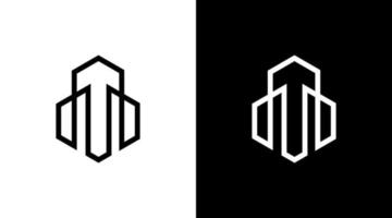 byggnad logotyp pil arkitektur verklig egendom svart och vit ikon illustration stil mönster mallar vektor