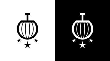 Lampion mit Star Logo Chinesisch Laterne schwarz und Weiß Symbol Illustration Vektor Designs Vorlagen