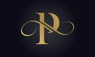Luxus Brief p Logo Vorlage im Gold Farbe. Initiale Luxus p Brief Logo Design. schön Logo Design zum Luxus Unternehmen Branding. vektor