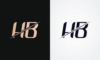 hb Brief Logo Design Vektor Vorlage. Gold und schwarz Brief hb Logo Design