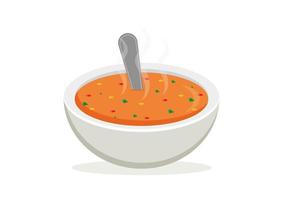 Schüssel mit heiß Gemüse Suppe Vektor Clip Art isoliert auf Weiß Hintergrund