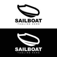 Segelboot-Logo, traditioneller asiatischer Bootsvektor, See-Ozean-Icon-Design, Fischerboot vektor