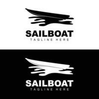 Segelboot-Logo, traditioneller asiatischer Bootsvektor, See-Ozean-Icon-Design, Fischerboot vektor