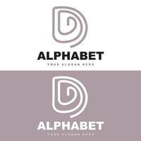 d brev logotyp, enkel alfabet design, modern minimalistisk font vektor
