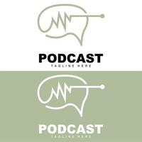 podcast logotyp, vektor, headsetet och chatt, enkel årgång mikrofon design vektor