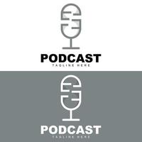 podcast logotyp, vektor, headsetet och chatt, enkel årgång mikrofon design vektor