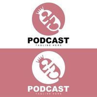 podcast logotyp, vektor, headsetet och chatt, enkel årgång mikrofon design vektor