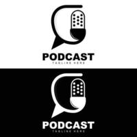 podcast logotyp, vektor, headsetet och chatt, enkel årgång mikrofon design vektor