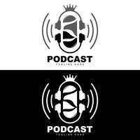 podcast logotyp, vektor, headsetet och chatt, enkel årgång mikrofon design vektor