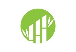 grön bambu trädgård logotyp design, vektor design mall