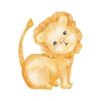 afrikansk vattenfärg djur- lejon. söt vattenfärg lejon Valp. för vykort, inbjudningar, hälsningar, grafik, omslag vektor
