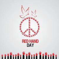 rot Hand tag.12 Februar. International Tag gegen das verwenden von Kind Soldaten. Vorlage zum Hintergrund, Banner, Karte, Poster. Vektor Illustration.