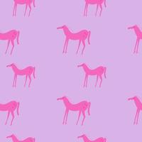 sömlös mönster med söt rosa hästar på en rosa bakgrund. upprepa dekorativ bakgrund vektor