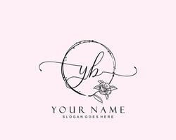 första yb skönhet monogram och elegant logotyp design, handstil logotyp av första signatur, bröllop, mode, blommig och botanisk med kreativ mall. vektor