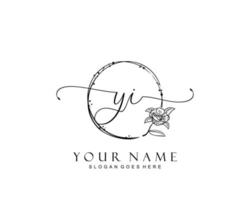 anfängliches yi-schönheitsmonogramm und elegantes logo-design, handschriftlogo der ersten unterschrift, hochzeit, mode, blumen und botanik mit kreativer vorlage. vektor