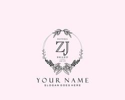 anfängliches zj-schönheitsmonogramm und elegantes logo-design, handschriftlogo der ersten unterschrift, hochzeit, mode, blumen und botanik mit kreativer vorlage. vektor