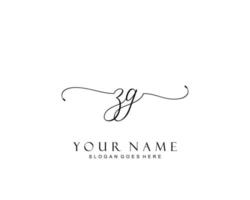 anfängliches zg-schönheitsmonogramm und elegantes logo-design, handschriftlogo der ersten unterschrift, hochzeit, mode, blumen und botanik mit kreativer vorlage. vektor