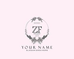 anfängliches zf-schönheitsmonogramm und elegantes logo-design, handschriftlogo der ersten unterschrift, hochzeit, mode, blumen und botanik mit kreativer vorlage. vektor