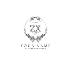 anfängliches zx-schönheitsmonogramm und elegantes logo-design, handschriftliches logo der ersten unterschrift, hochzeit, mode, blumen und botanik mit kreativer vorlage. vektor