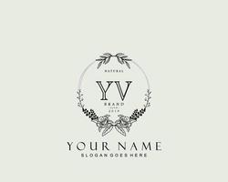 anfängliches yv-schönheitsmonogramm und elegantes logo-design, handschriftliches logo der ersten unterschrift, hochzeit, mode, blumen und botanik mit kreativer vorlage. vektor