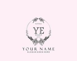 anfängliches ye-schönheitsmonogramm und elegantes logo-design, handschriftliches logo der ersten unterschrift, hochzeit, mode, blumen und botanik mit kreativer vorlage. vektor