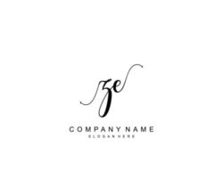 anfängliches ze-schönheitsmonogramm und elegantes logo-design, handschriftliches logo der ersten unterschrift, hochzeit, mode, blumen und botanik mit kreativer vorlage. vektor