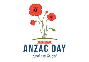 anzac Tag von damit nicht wir vergessen Illustration mit Erinnerung Soldat bezahlen Respekt und rot Mohn Blume im eben Hand gezeichnet zum Landung Seite Vorlagen vektor