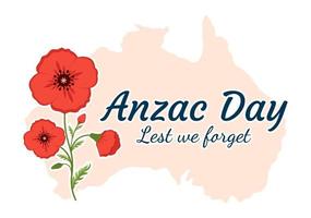 anzac Tag von damit nicht wir vergessen Illustration mit Erinnerung Soldat bezahlen Respekt und rot Mohn Blume im eben Hand gezeichnet zum Landung Seite Vorlagen vektor