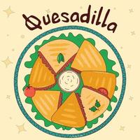 mexikanisches traditionelles essen. Quesadilla. vektorillustration im handgezeichneten stil vektor