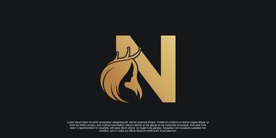 Brief Logo n mit Schönheit einzigartig Konzept Prämie Vektor