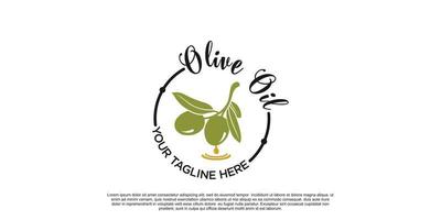 Grün Olive Öl Logo Design einfach Konzept Prämie Vektor