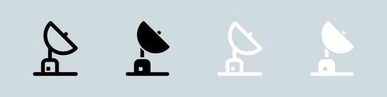 Satellit Symbol einstellen im schwarz und Weiß. Signal Antenne Zeichen Vektor Illustration.