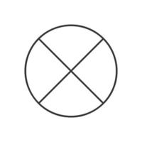 cirkel dividerat i 4 segment isolerat på vit bakgrund. paj eller pizza runda form skära i fyra likvärdig delar i översikt stil vektor