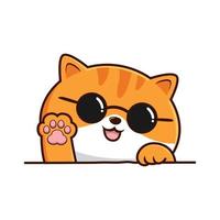 Tabby Katze Weiß Orange Karikatur - - süß gestreift Katze mit Kreis Brille Vektor