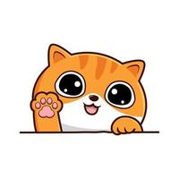 Tabby Katze kawaii Weiß Orange Karikatur - - süß gestreift Katze winken Pfoten Vektor