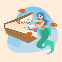 öffnen Buch von Fee Erzählungen mit wenig Meerjungfrau vektor