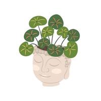 Buddha Kopf Keramik Blume Topf Vektor Illustration