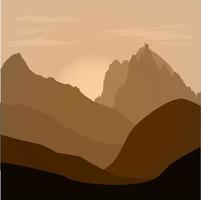 Morgen Berg Silhouetten auf braun Hintergrund vektor