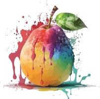 Wasser Farbe bunt Apfel Obst Vektor
