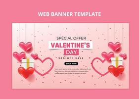 Valentinstag-Design. realistische rote geschenkboxen. offene geschenkbox voller dekorativer festlicher gegenstände. Banner, Web-Poster, Flyer, Cover. romantischer Hintergrund vektor