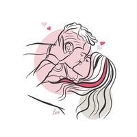 vektor illustration av en par i kärlek, passionerad kyss, värma känslor, klotter