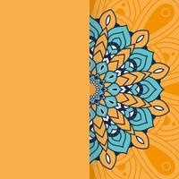 dekorativ blommig mandala med orange bakgrund vektor