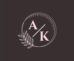 ak Initialen Brief Hochzeit Monogramm Logos Vorlage, handgezeichnete moderne minimalistische und florale Vorlagen für Einladungskarten, Datum speichern, elegante Identität. vektor